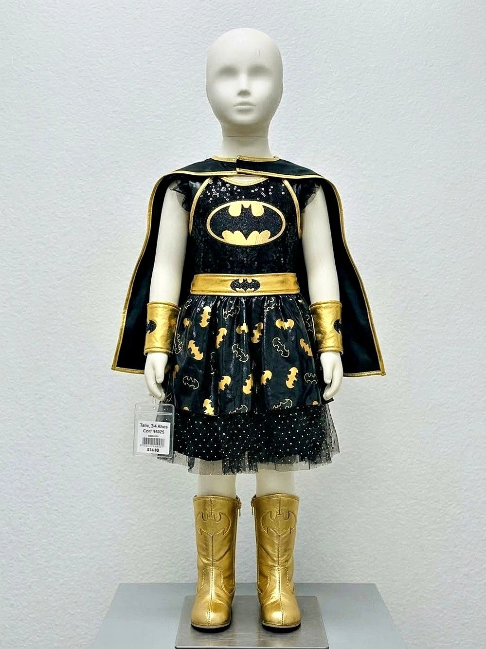 DC Comics Batman Girls Costume Dress Set Black & Gold